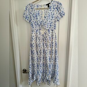 Forever 21 Floral Midi Dress with Cut Out - Size Medium